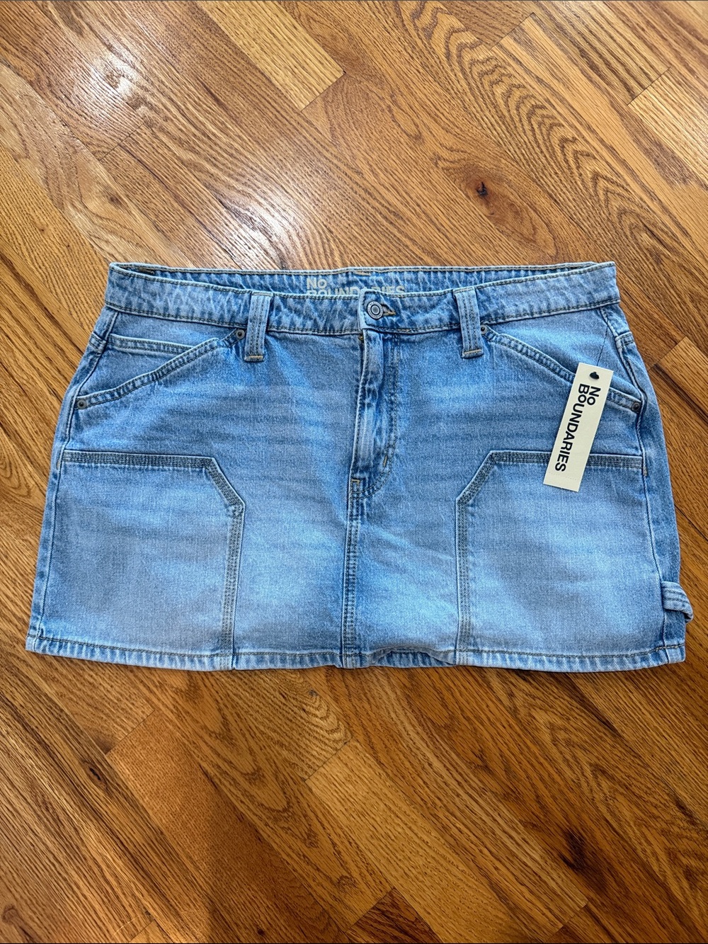Denim Jean Y2K Style Mini Skirt No Boundaries NoBo L 12-14 NWT
